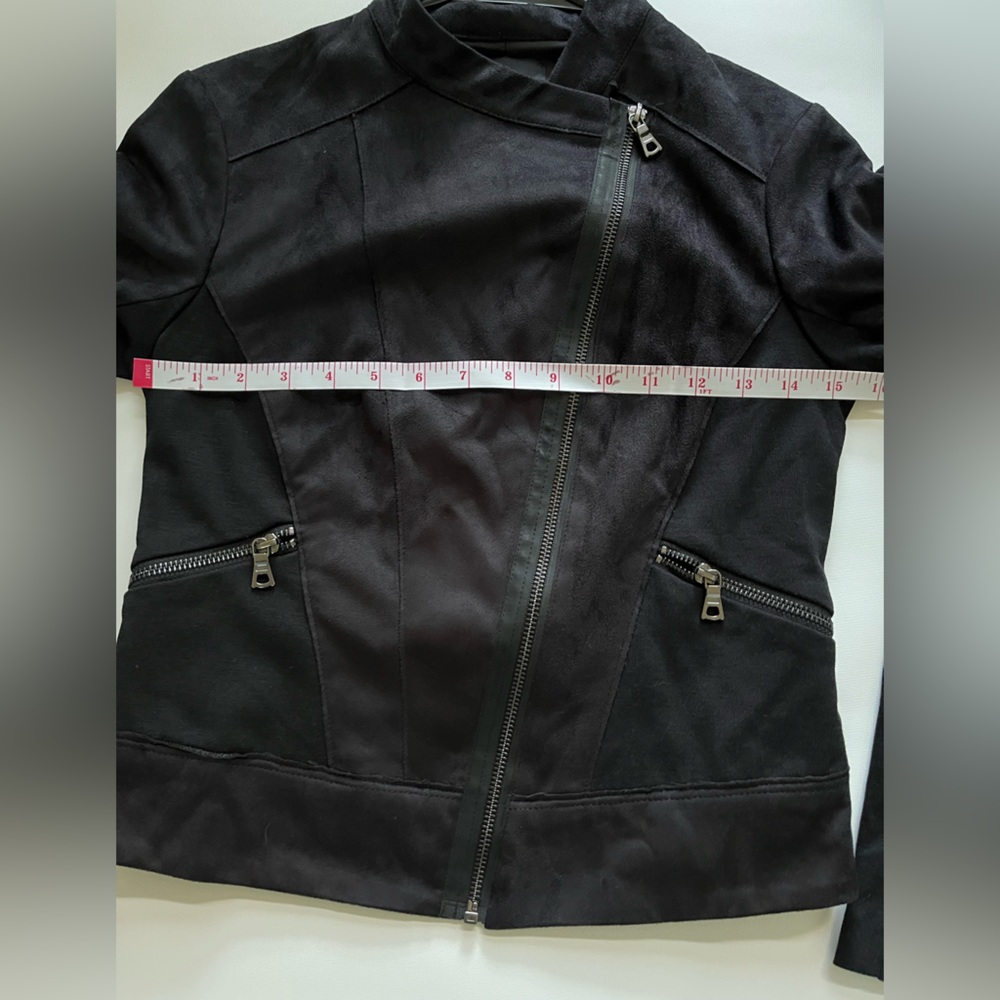 Elie Tahari Black suede Jacket Fitted Minimalist Design - Picture 3 of 4